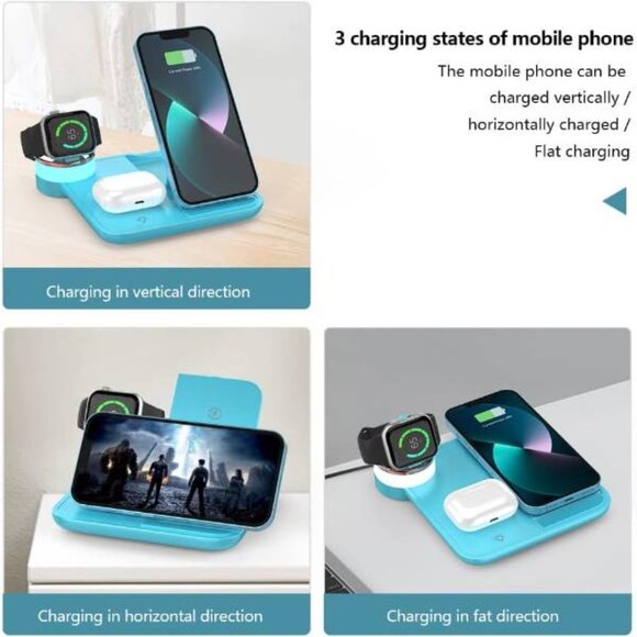 Foldable 4 in 1 fast charging station, 15W Wireless ...refer to description NIB - Picture 4 of 5